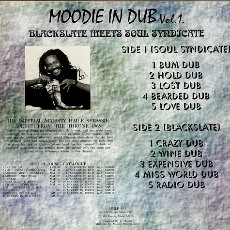 L. Moodie - Moodie In Dub Vol. 1 - Blackslate Meets Soul Syndicate