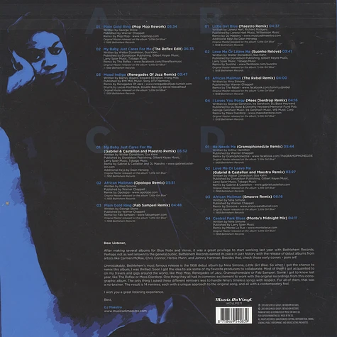 Nina Simone / DJ Maestro - Little Girl Blue Remixed Black Vinyl Edition