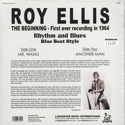 Roy Ellis - The Beginning (First Ever Recording In 1964)
