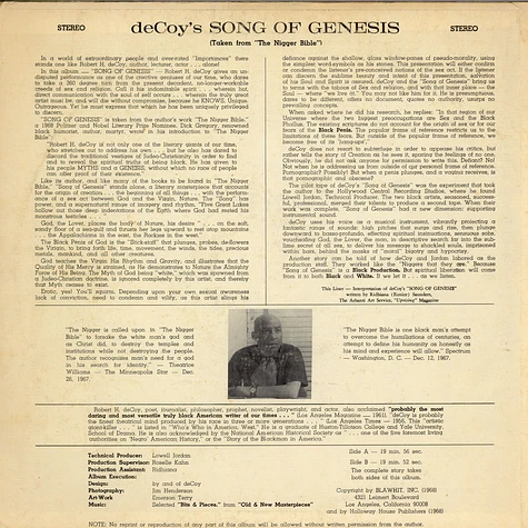 DeCoy's Song of Genesis - Decoy's Song of Genesis