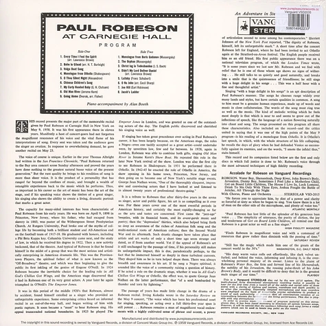 Paul Robeson - At Carnegie Hall