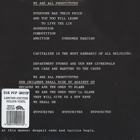 The Pop Group - We Are All Prostitutes / Amnesty International Report