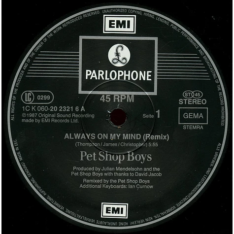 Pet Shop Boys - Always On My Mind (Remix)