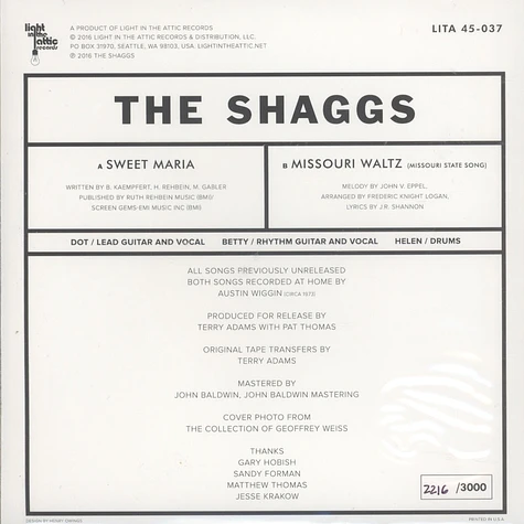The Shaggs - Sweet Maria / The Missouri Waltz (Missouri State Song)