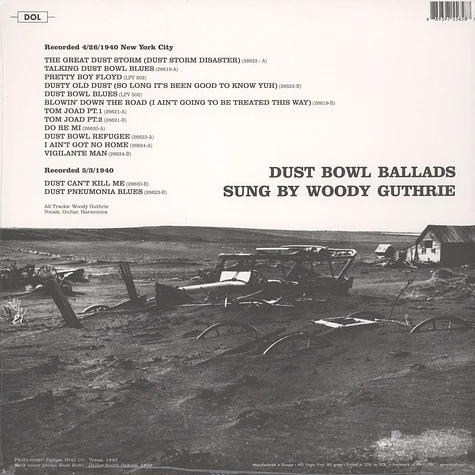 Woody Guthrie - Dust Bowl Ballads 180g Vinyl Edition