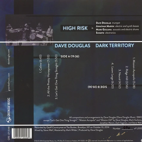 Dave Douglas & High Risk - Dark Territory (Us-rsd)