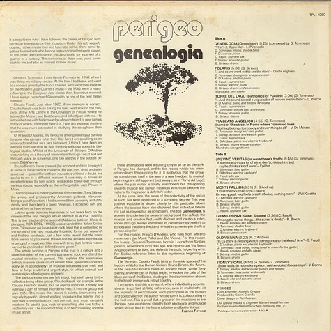 Perigeo - Genealogia