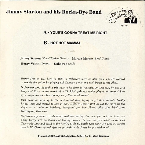 Jimmy Stayton And His Rocka-Bye Band - You're Gonna Treat Me Right