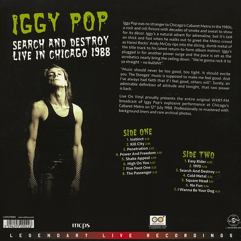 Iggy Pop - Search And Destroy Live In Chicago 1988