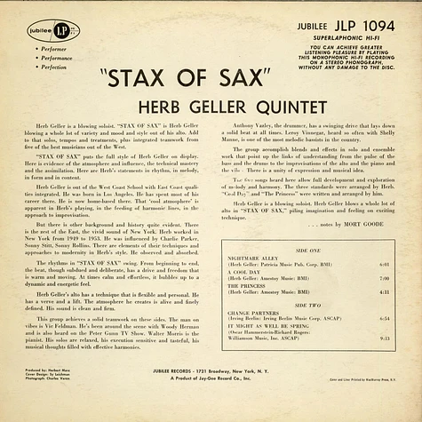 Herb Geller - Stax Of Sax