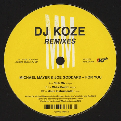 Michael Mayer & Joe Goddard - For You DJ Koze Remixes