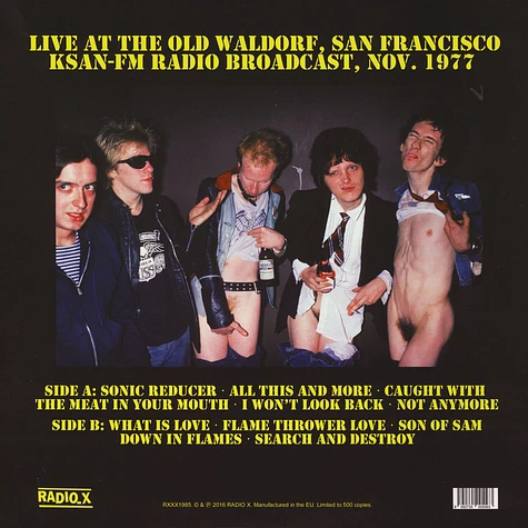 Dead Boys - Down In Flames: Live At The Old Waldorf San Francisco 1977