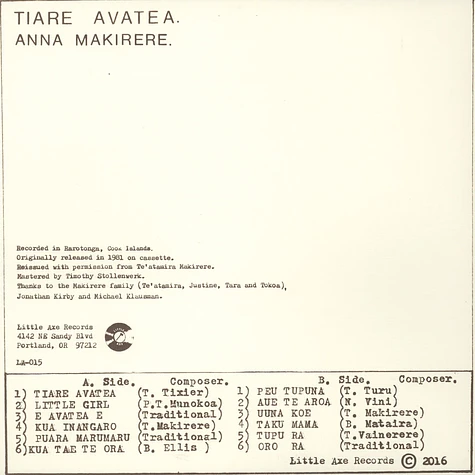 Anna Makirere - Tiare Avatea