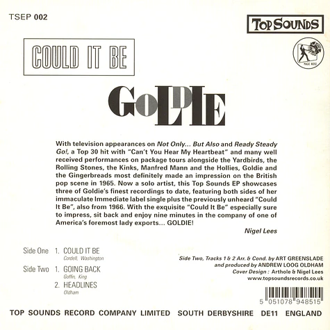 Goldie - Could It Be / Goin' Back / Headlines EP