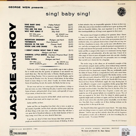Jackie & Roy - Sing! Baby Sing!