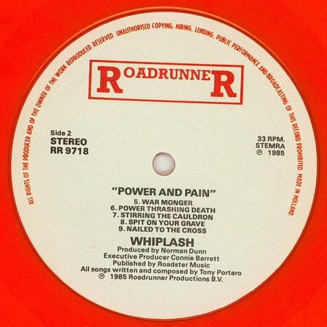 Whiplash - Power And Pain Orange Vinyl Edition