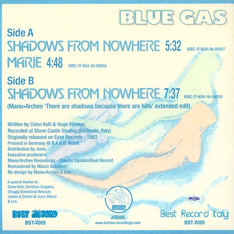 Blue Gas - Shadows From Nowhere Sky Colored Vinyl Edition