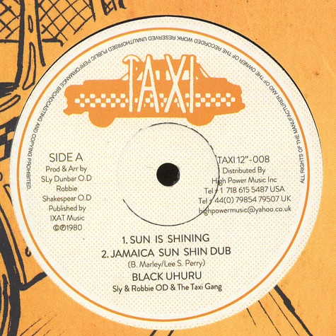 Black Uhuru / Joy White - Sun Is Shining / Jamaica Sun Shin Dub / Tribulation / Dub