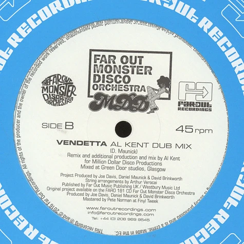 Far Out Monster Disco Orchestra - Vendetta Feat. Arthur Verocai Al Kent Remix