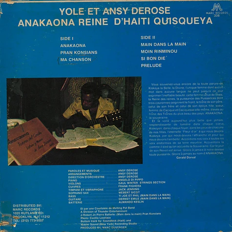 Yole Derose Et Ansy Derose - Anakaona Reine D'Haiti Quiskeya