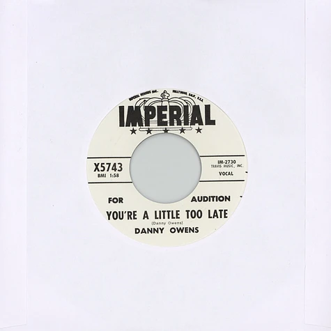 Danny Owens - You're A Little Too Late / I Think Of You