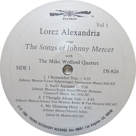Lorez Alexandria - Sings Songs Of Johnny Mercer Vol.1