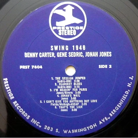 Benny Carter / Gene Sedric / Jonah Jones - Swing, 1946