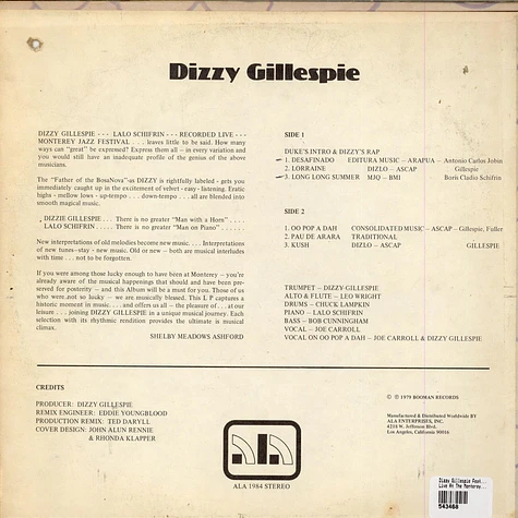 Dizzy Gillespie Featuring Lalo Schifrin - Live At The Monterey Jazz Festival