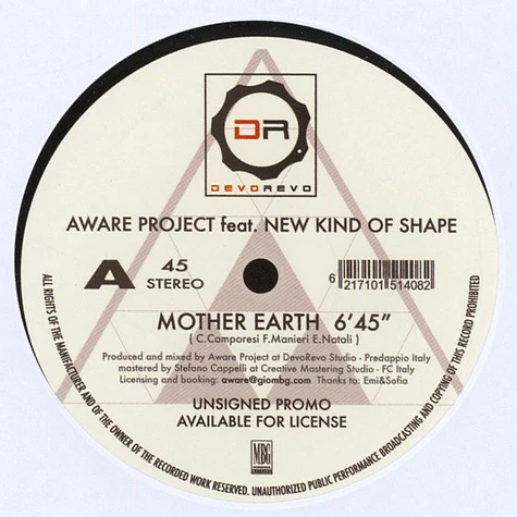 Aware / MBG - Mother Earth feat. New Kind Of Shape / Deep Moon