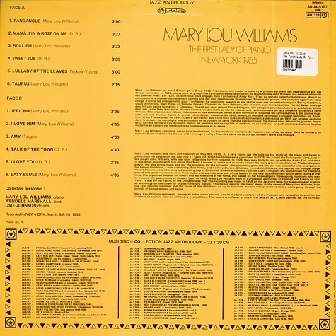 Mary Lou Williams - The First Lady Of Piano New-York 1955