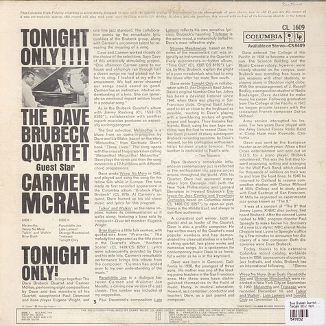 The Dave Brubeck Quartet - Tonight Only! feat. Carmen McRae