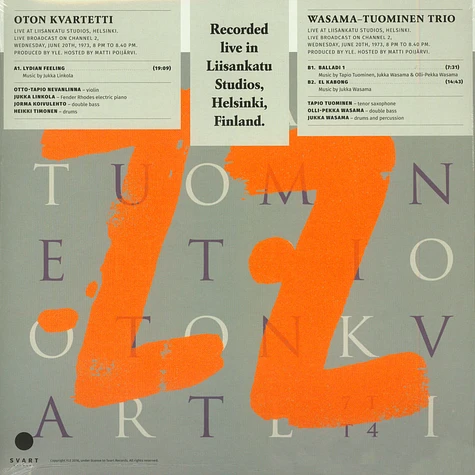 Oton Kvartetti / Wasama-Tuominen Trio - Jazz-Liisa 7 Black Vinyl Edition