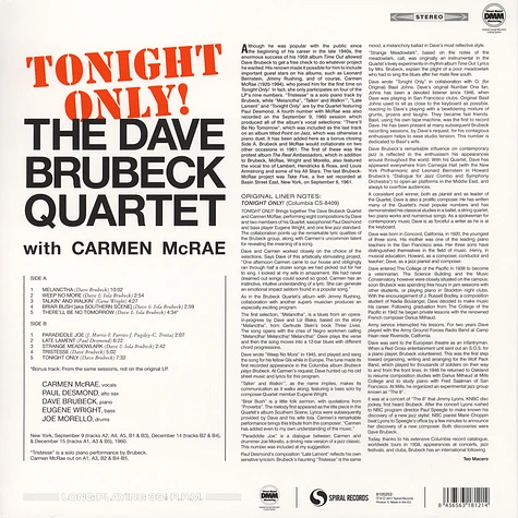 Dave Brubeck Quartet - Tonight Only