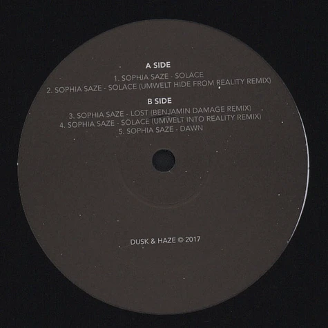 Sophia Saze - Solace EP Umwelt & Benjamin Damage Remixes