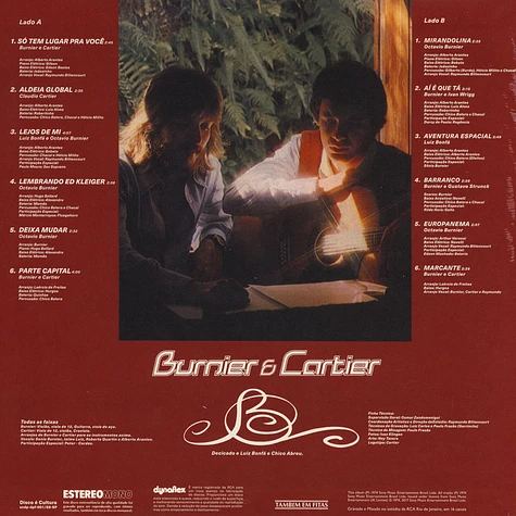 Burnier Cartier Burnier Cartier Vinyl LP 1974 EU