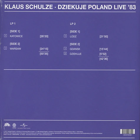 Klaus Schulze & Rainer Bloss - Dziekuje Poland Live '83 (2017 Remaster)