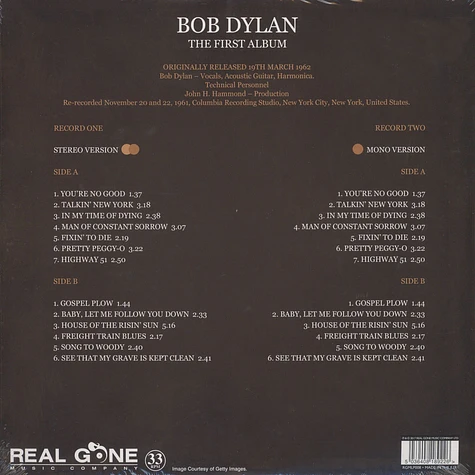 Bob Dylan - First Album Colored Vinyl Edition