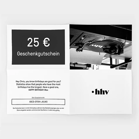 HHV - Gutschein / Voucher - 25 EUR