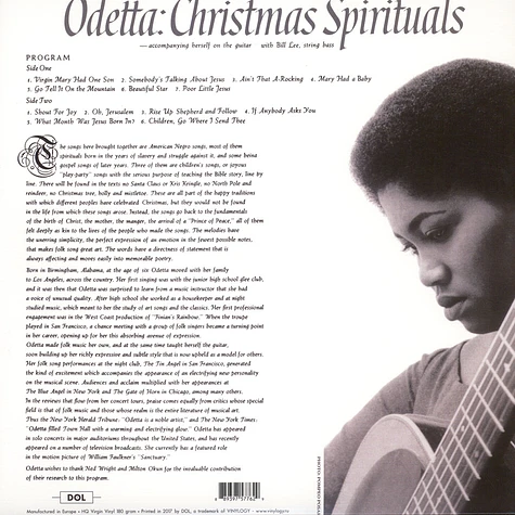 Odetta - Christmas Spiritual Picture Disc Edition