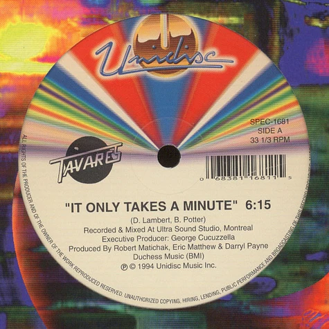 Tavares - It Only Takes A Minute / Just An Illusion