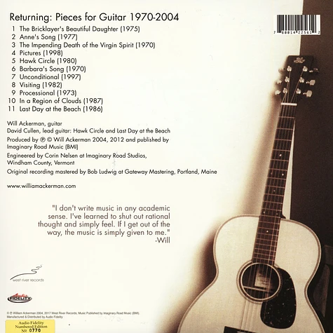 Will Ackermann - Returning: Pieces For Guitar 1970-2004