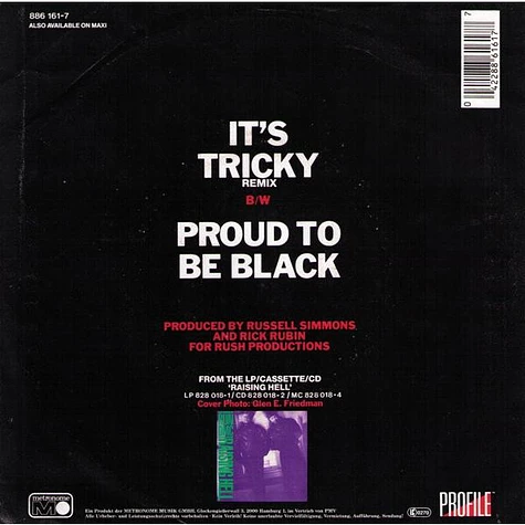 Run DMC - It's Tricky (Remix) B/W Proud To Be Black