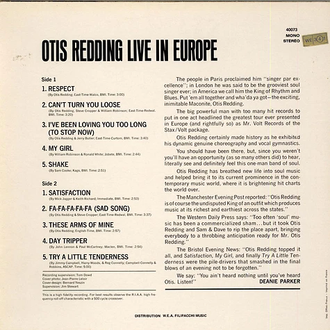 Otis Redding - Otis Redding Live In Europe