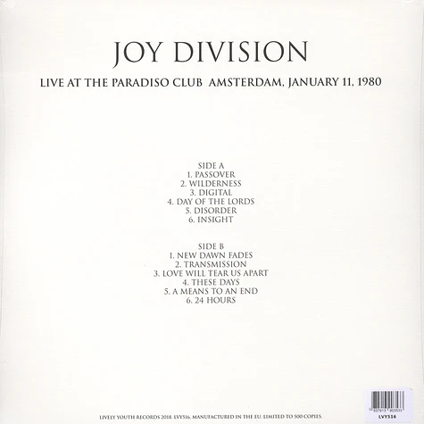 Joy Division - Live At The Paradiso Club Amsterdam 1980