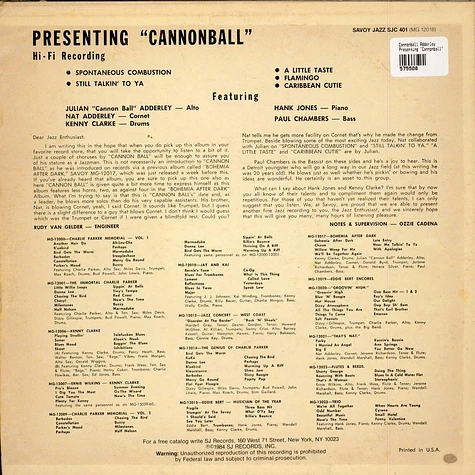 Cannonball Adderley - Presenting "Cannonball"