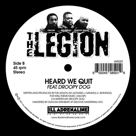 The Legion - 1980 Something / Heard We Quit Black Vinyl