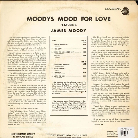 James Moody - Moody's Mood For Love