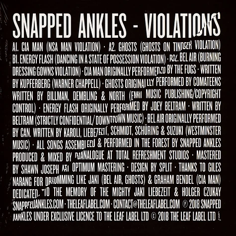 Snapped Ankles - Violations EP