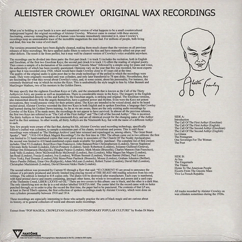 Aleister Crowley - Original Wax Recordings