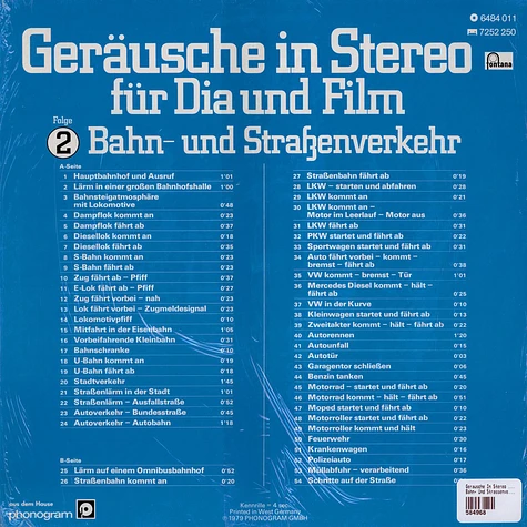 No Artist - Geräusche In Stereo Für Dia Und Film - Folge 2 - Bahn- Und Straßenverkehr
